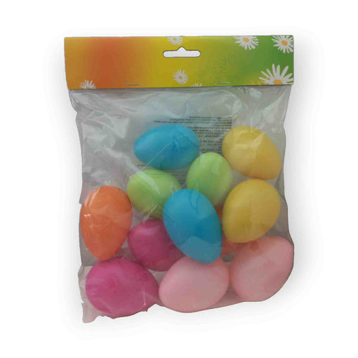 Picture of EASTER PLASTIC EGGS HANGING 6CM - 12 PACK